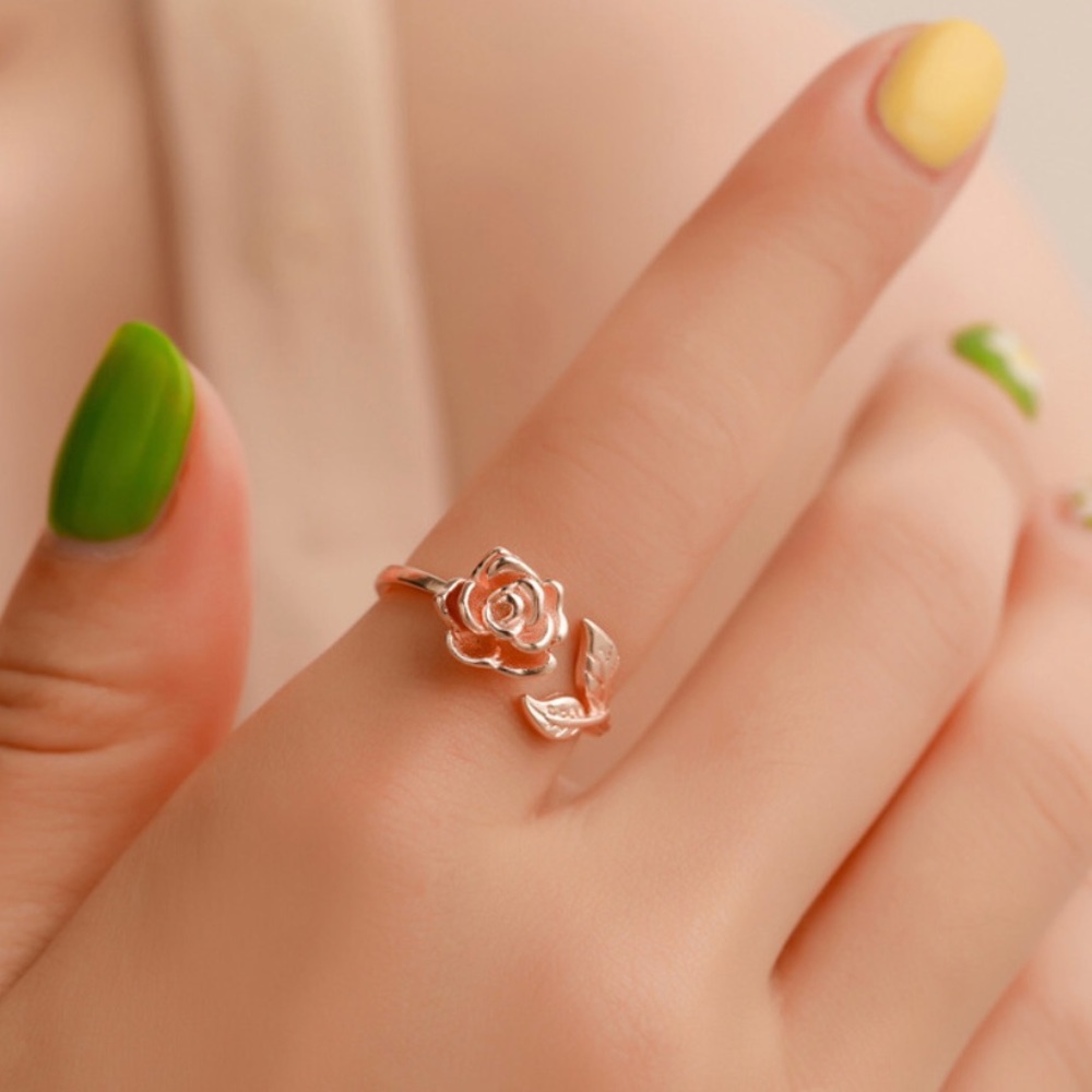 3/$30 Rose Gold Rose and Leaf Ring